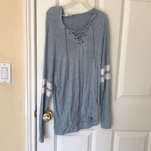 Soft blue and white sweatshirt